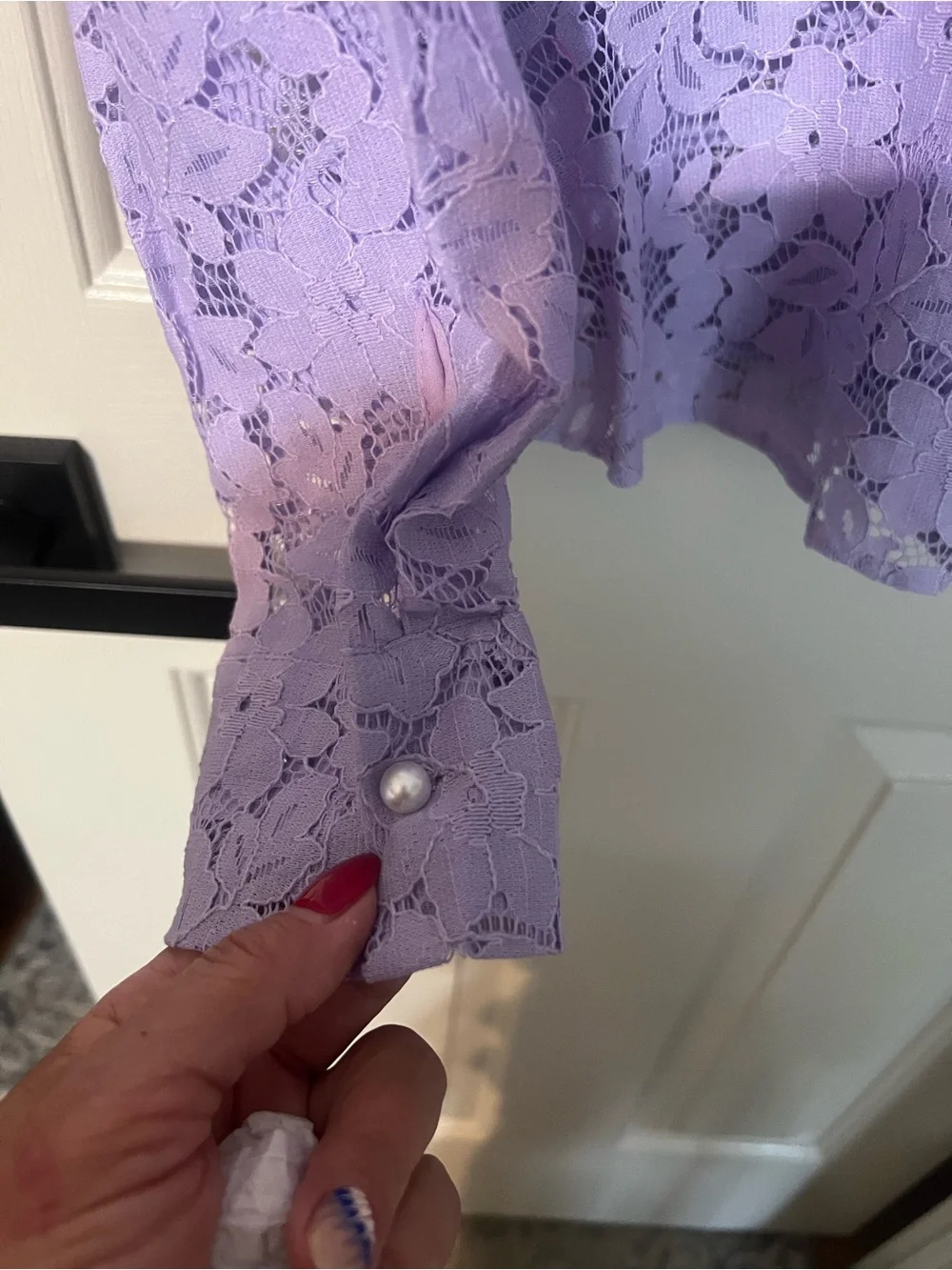 glam Lilac Floral Lace Peplum Blouse